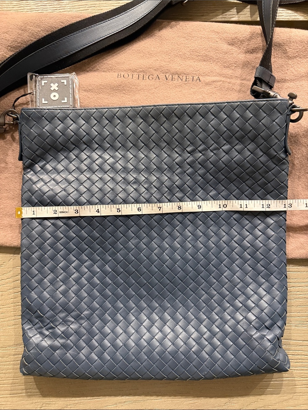 Bottega Veneta Slate Blue Intrecciato Leather Crossbody Tote/ clutch- Unisex! - Picture 17 of 17